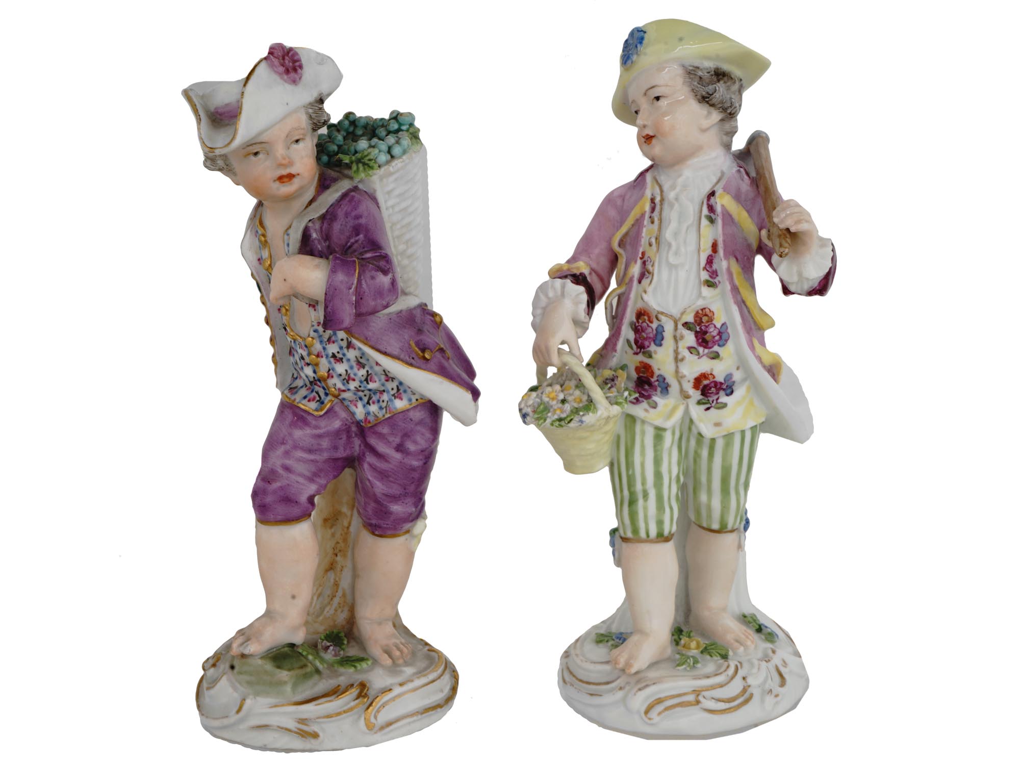 TWO ANTIQUE 18TH CENT MEISSEN PORCELAIN FIGURINES PIC-0